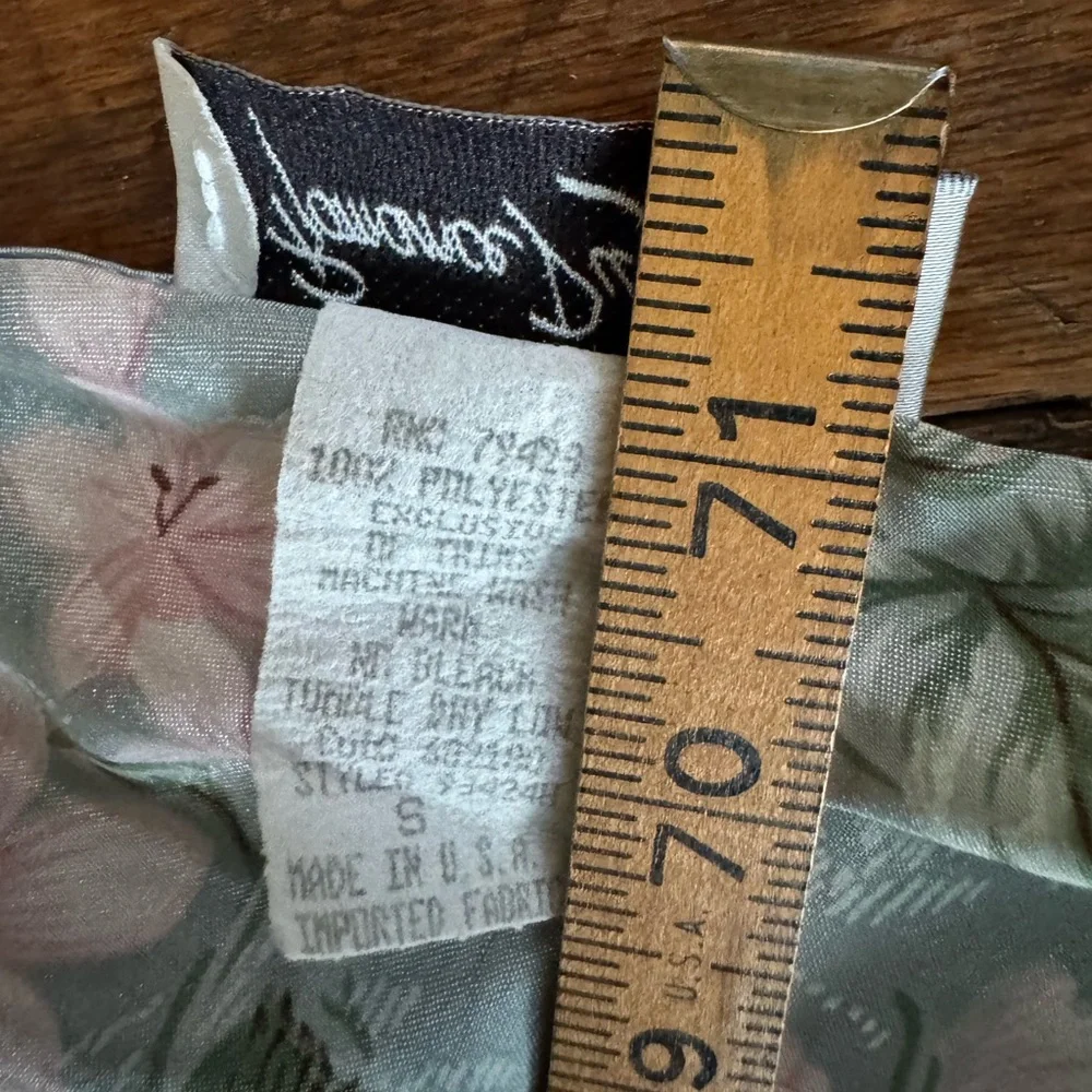 VTG Floral Satin Slip Dress in Sage Green and Blush Pink - Picture 10 of 10